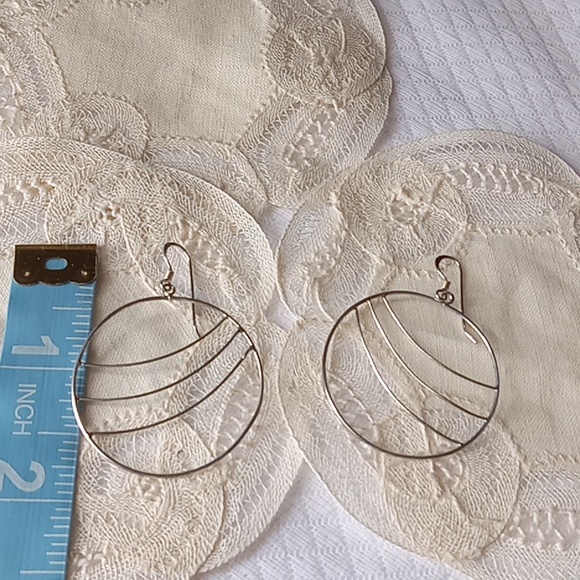 FREE W BUNDLE!Earrings, Sterling, Handmade, Abstract, Stamped Wires - Picture 3 of 4